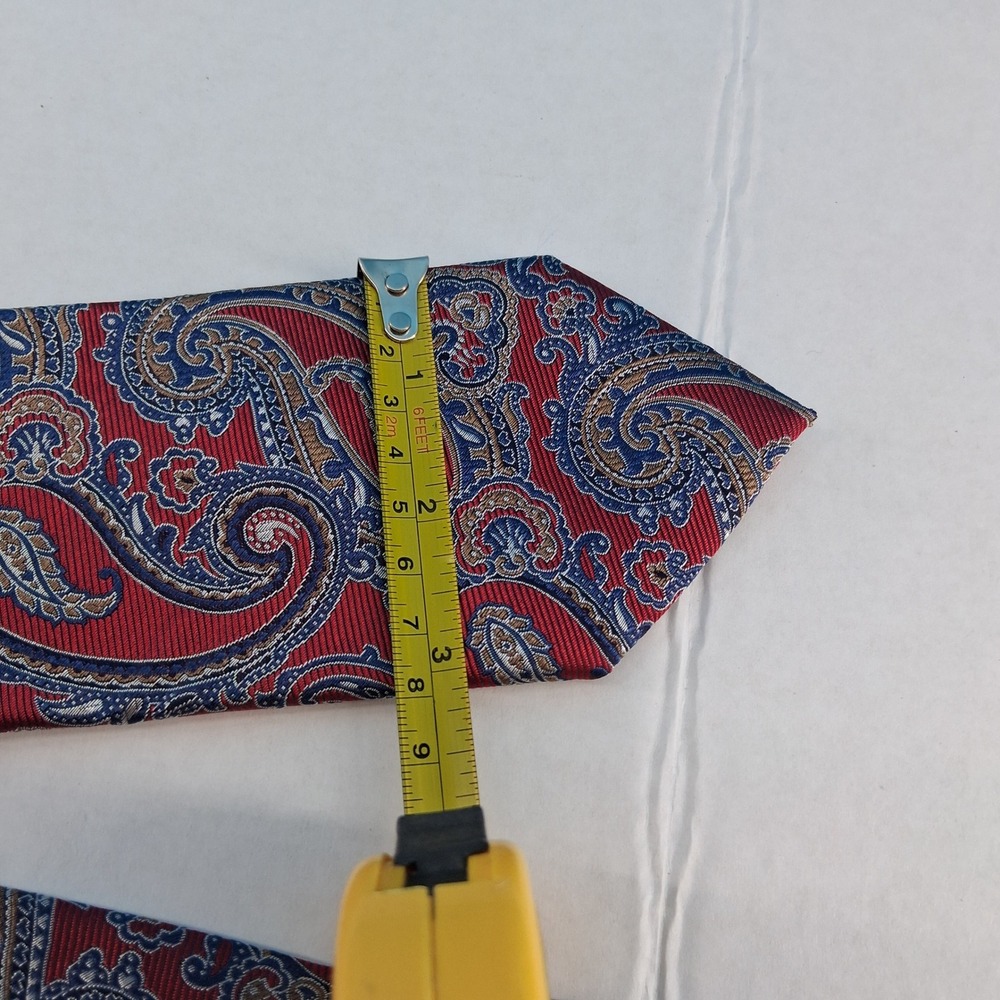 Jos. A. Bank Necktie Mens OS Red Paisley Reserve 100% Silk Classic Woven Tie - Picture 9 of 10
